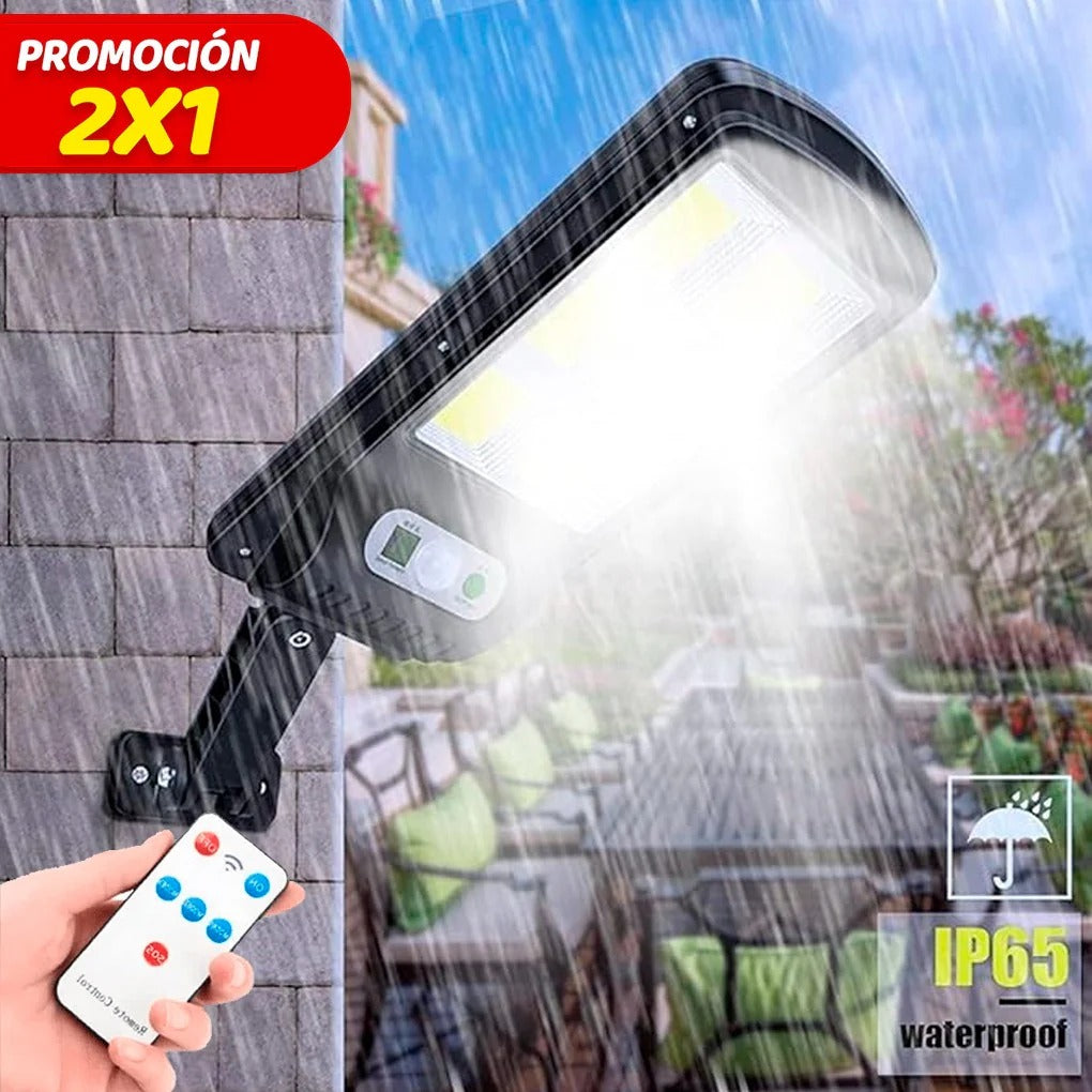 3x1 (Paga 1, lleva 3) Promoción Reflector Solar Led de Exterior Con Sensor De Movimiento + Control Remoto.